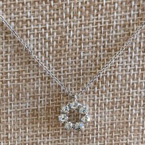 Krementz Silver Tone Rhinestone Circle Dainty Circle Necklace